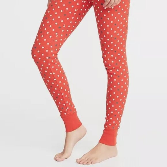 NWT Old Navy Thermal Waffle Knit Leggings Pajama Pants Red Multi Dots Women XS S - Picture 3 of 3